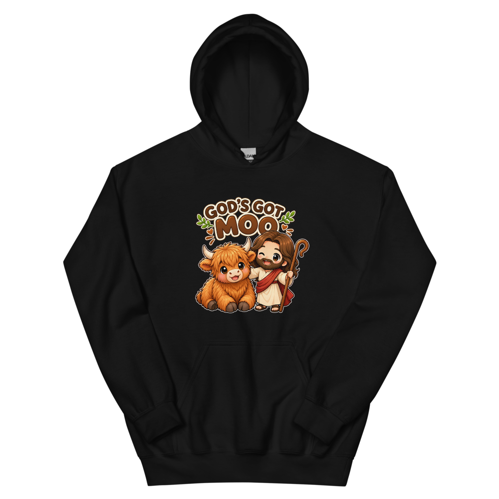 God's Got Moo Highland Cow T-Shirt | gc: Hoodie/Black