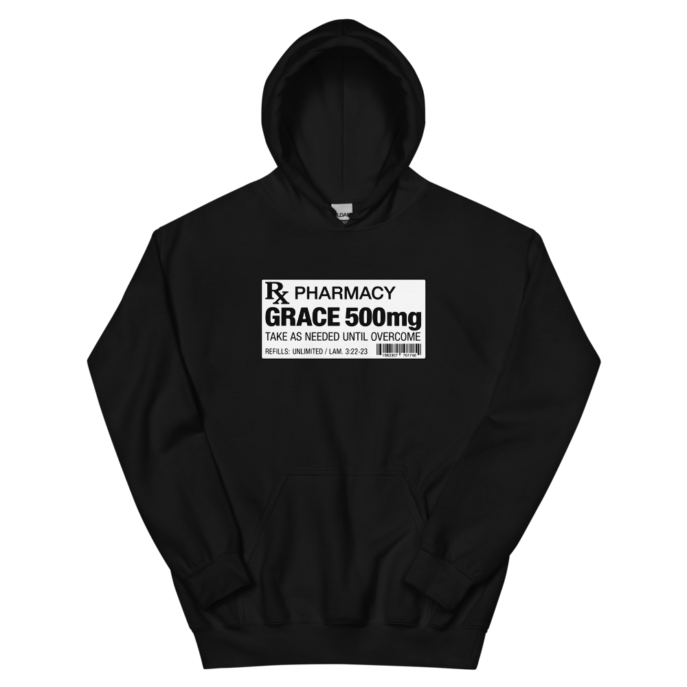 Grace 500mg Prescription Label Hoodie | colour: Black