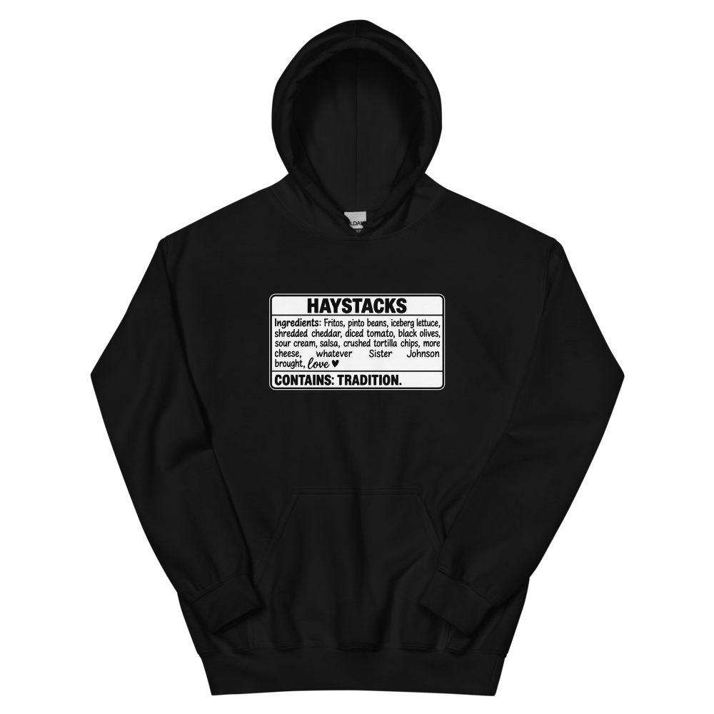 Haystacks Ingredients Label T-Shirt | gc: Hoodie/Black