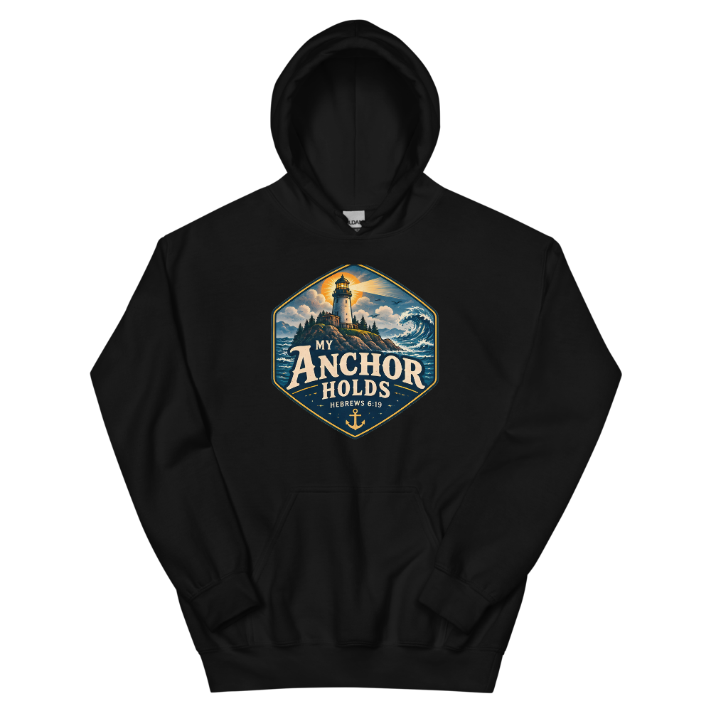 My Anchor Holds Lighthouse Badge T-Shirt | gc: Hoodie/Black
