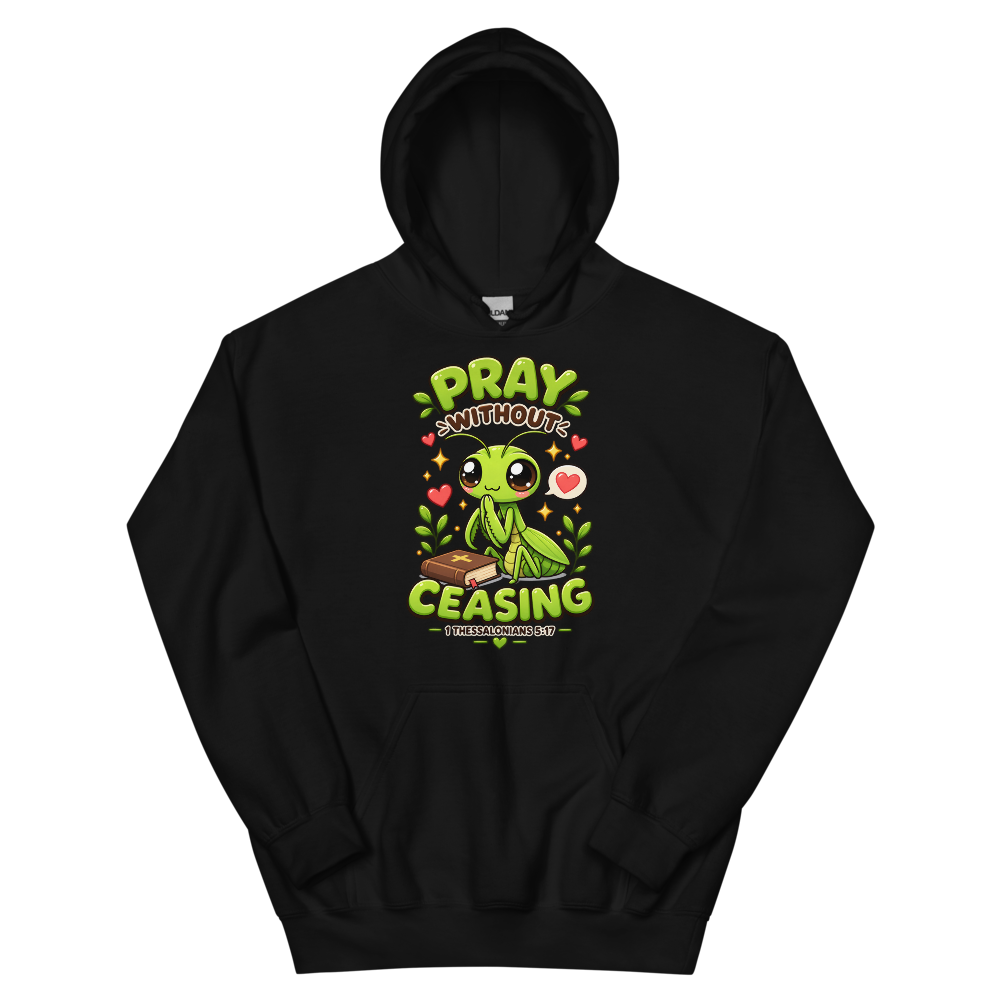 Pray Without Ceasing Praying Mantis Hoodie | colour: Black