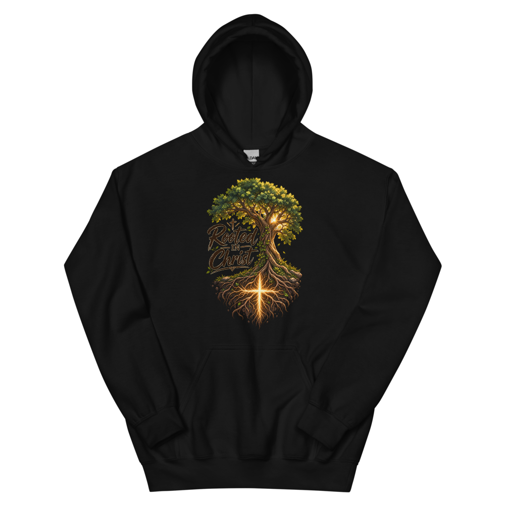 Rooted In Christ Tree T-Shirt | gc: Hoodie/Black