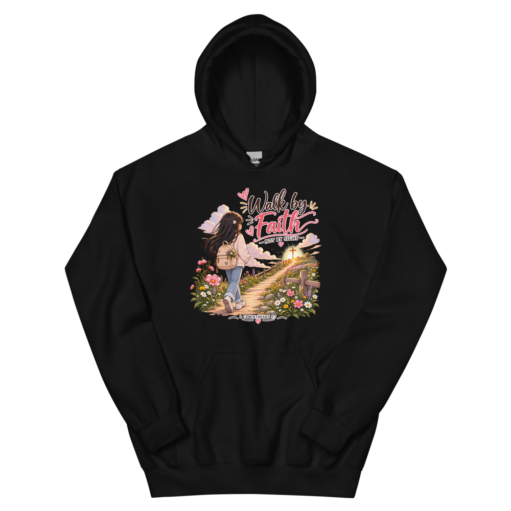 Walk By Faith Not By Sight Chibi Hoodie | colour: Black