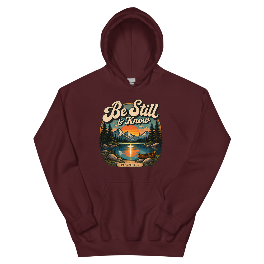 Be Still And Know Retro Lake T-Shirt | gc: Hoodie/Maroon