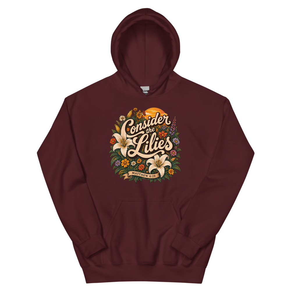 Consider The Lilies Retro Floral T-Shirt | gc: Hoodie/Maroon