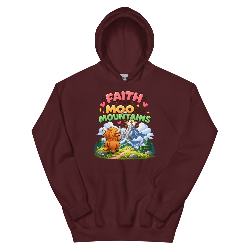 Faith Can Moo-ve Mountains Hoodie | colour: Maroon