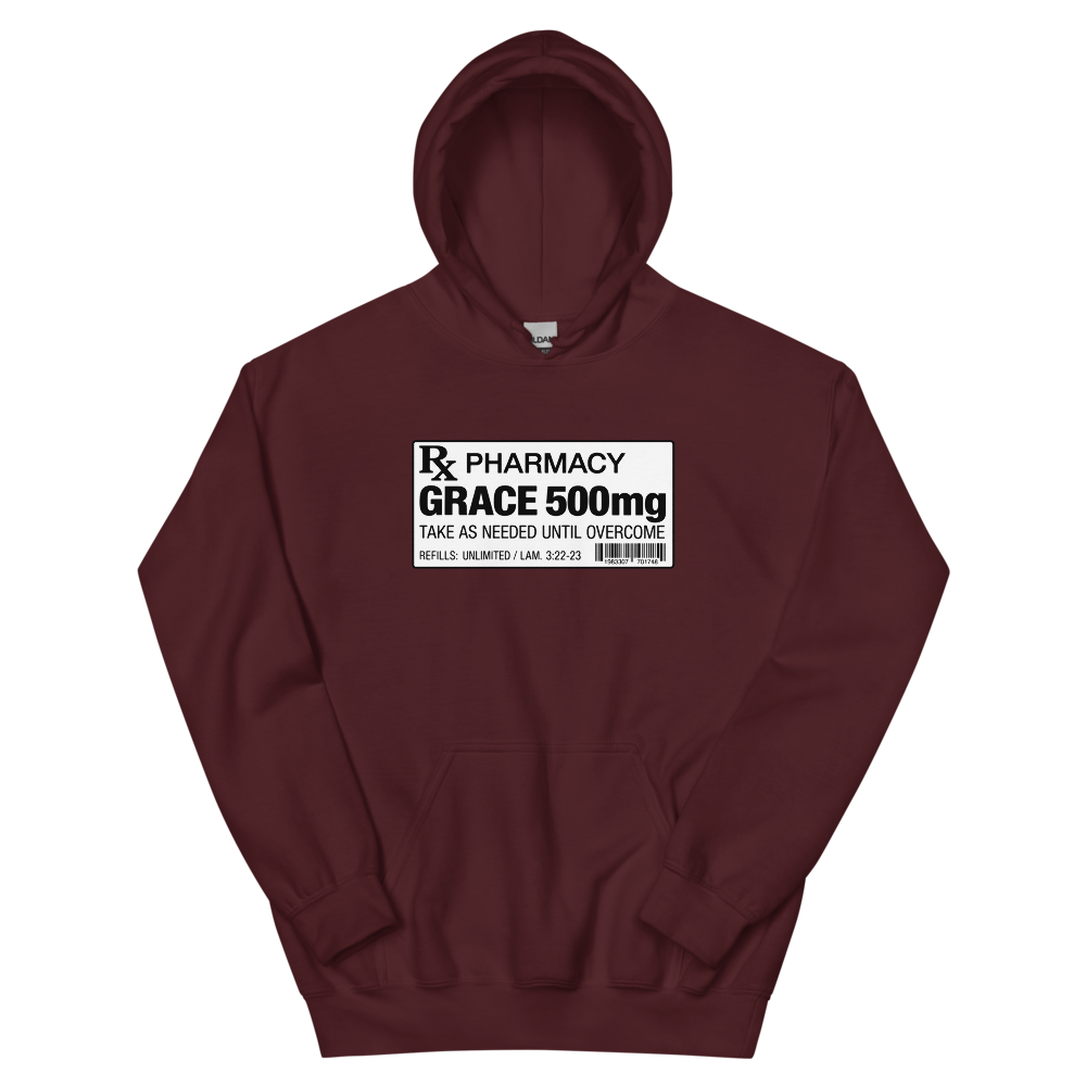 Grace 500mg Prescription Label Hoodie | colour: Maroon