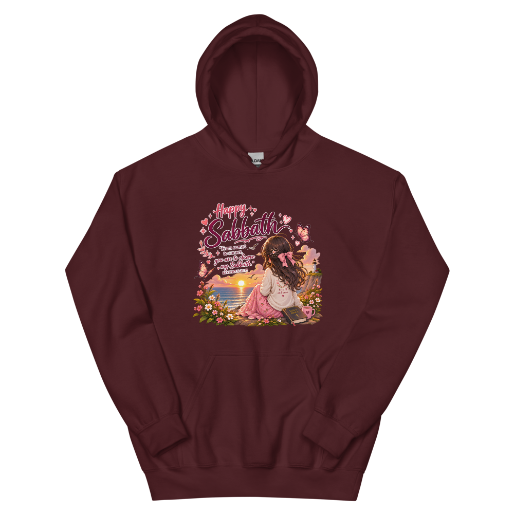 Happy Sabbath Sunset Chibi T-Shirt | gc: Hoodie/Maroon