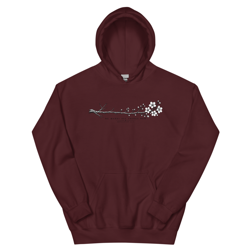 He Makes All Things New Branch Hoodie | colour: Maroon