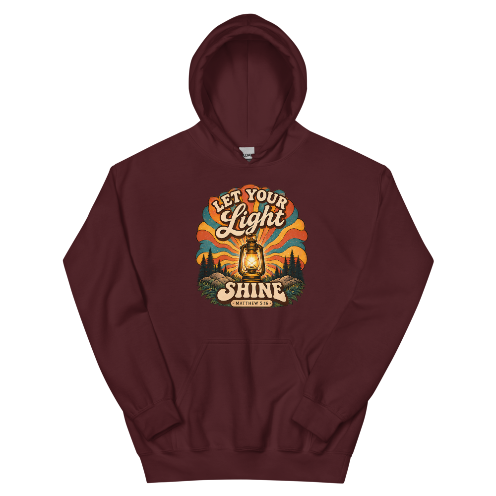 Let Your Light Shine Retro Lantern Hoodie | colour: Maroon