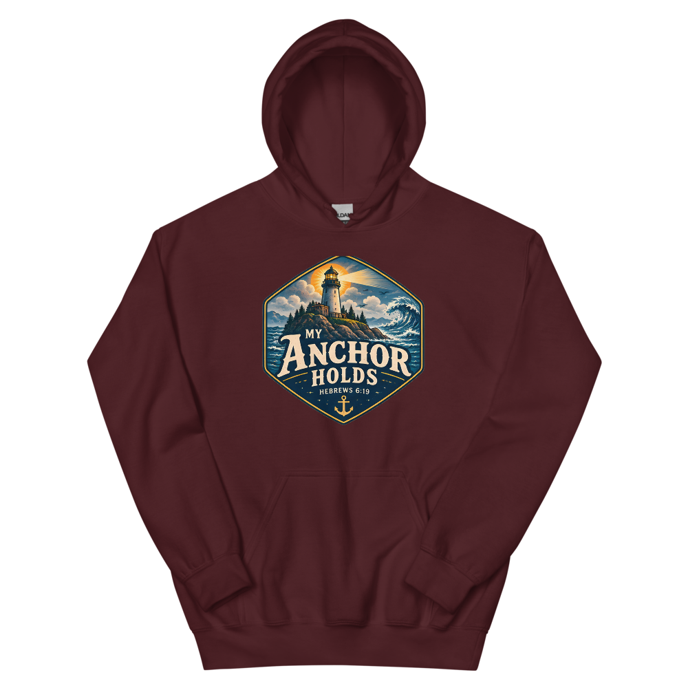My Anchor Holds Lighthouse Badge T-Shirt | gc: Hoodie/Maroon