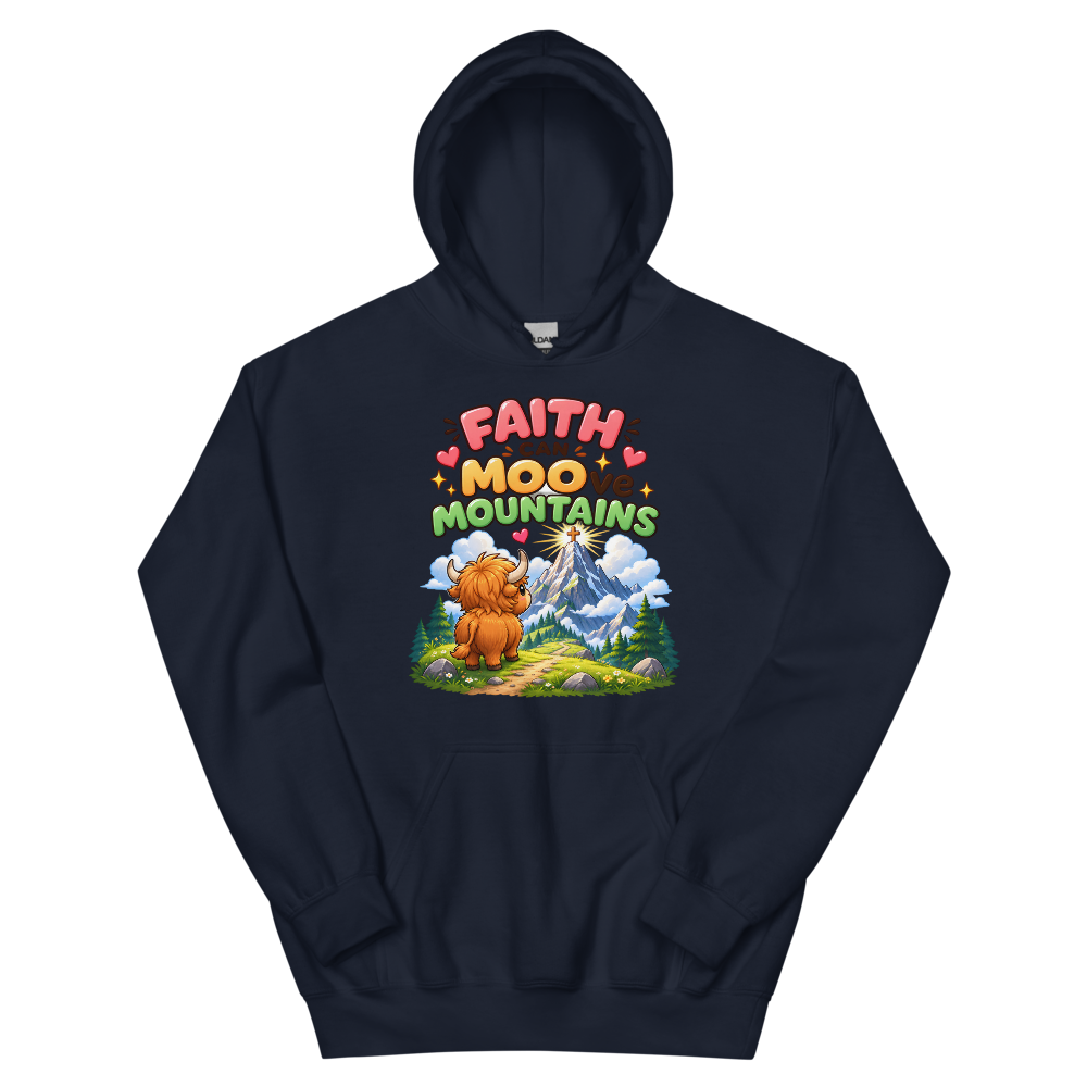 Faith Can Moo-ve Mountains Hoodie | colour: Navy