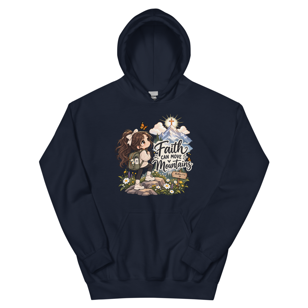 Faith Can Move Mountains Chibi Hoodie | colour: Navy