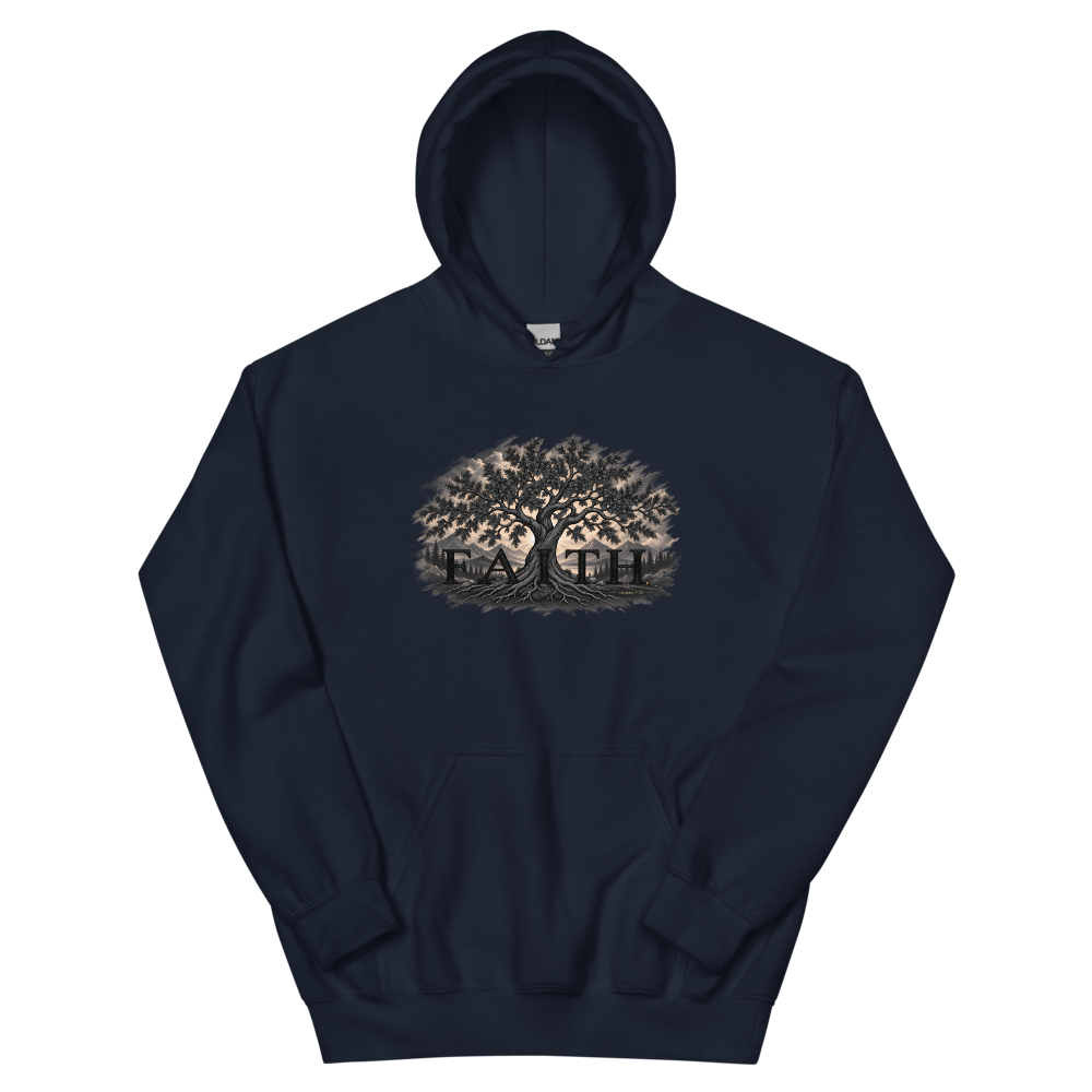 Faith Tree Engraved T-Shirt | gc: Hoodie/Navy