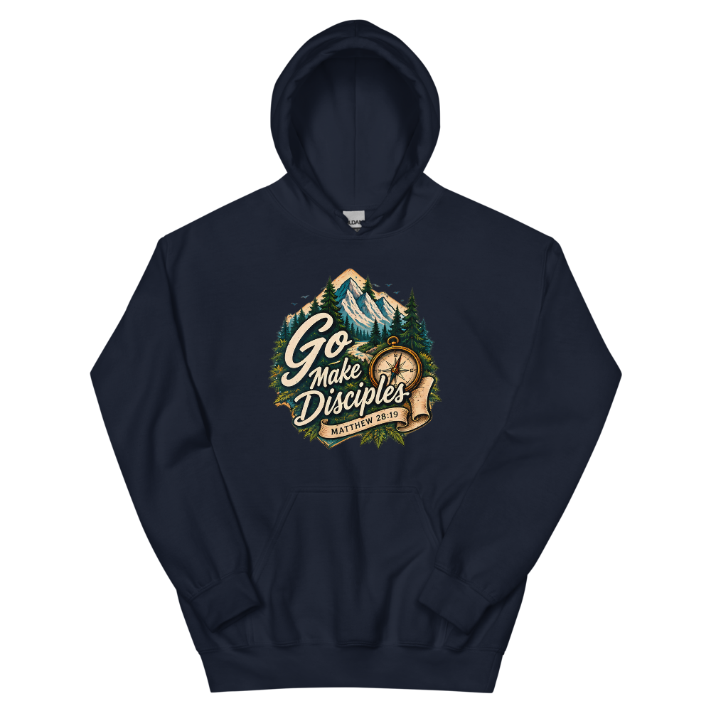 Go Make Disciples Compass Badge Hoodie | colour: Navy