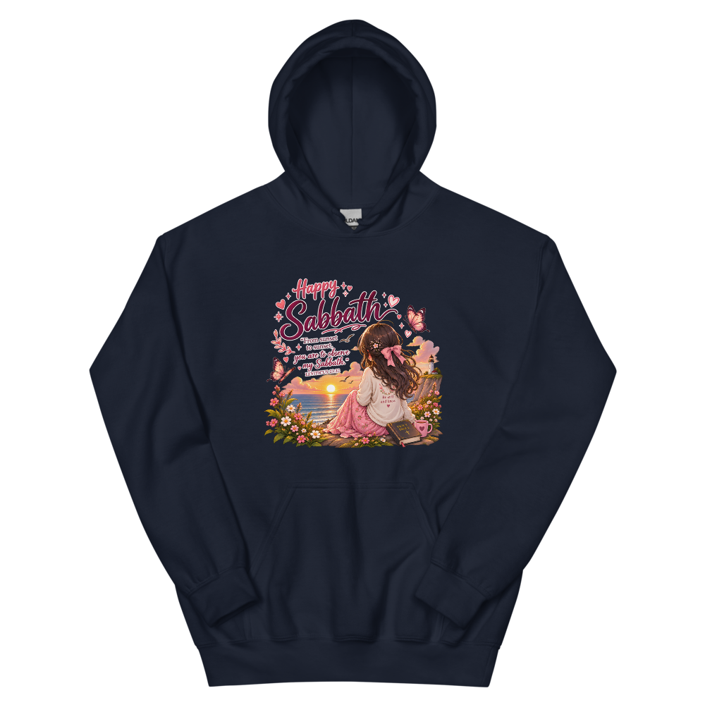 Happy Sabbath Sunset Chibi T-Shirt | gc: Hoodie/Navy