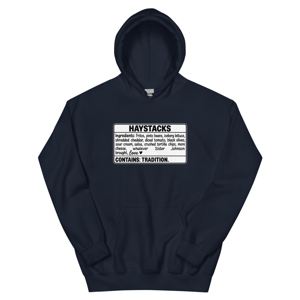 Haystacks Ingredients Label T-Shirt | gc: Hoodie/Navy
