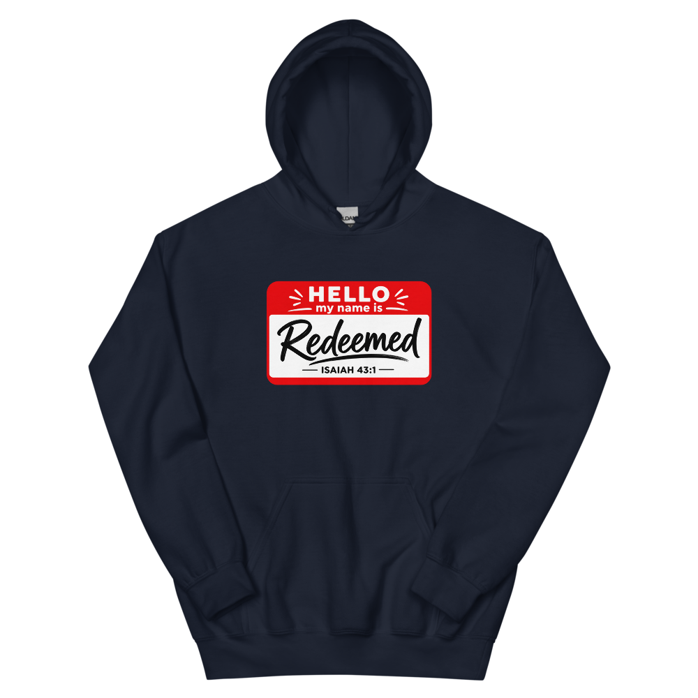 Hello My Name Is Redeemed Hoodie | colour: Navy