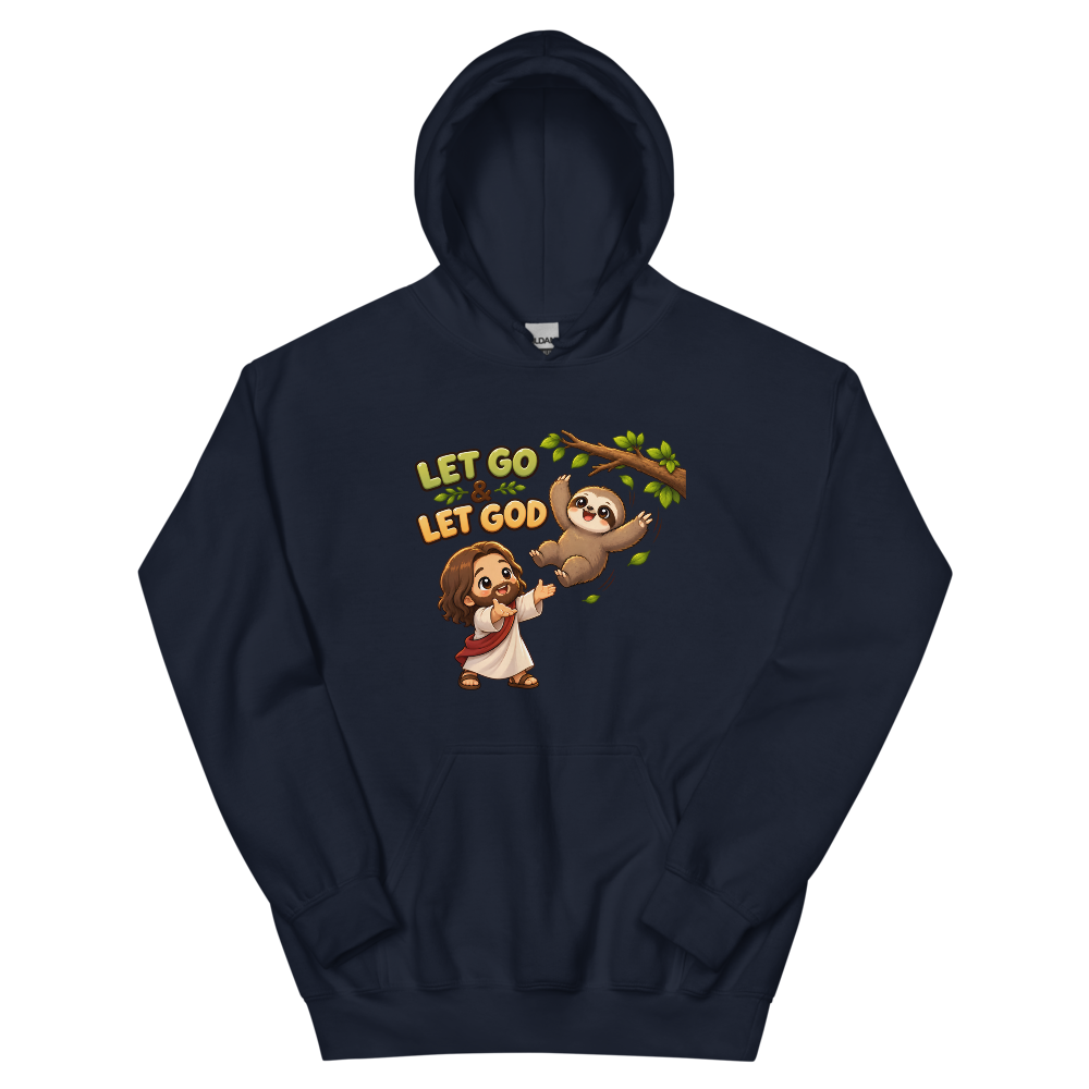 Let Go And Let God Sloth T-Shirt | gc: Hoodie/Navy