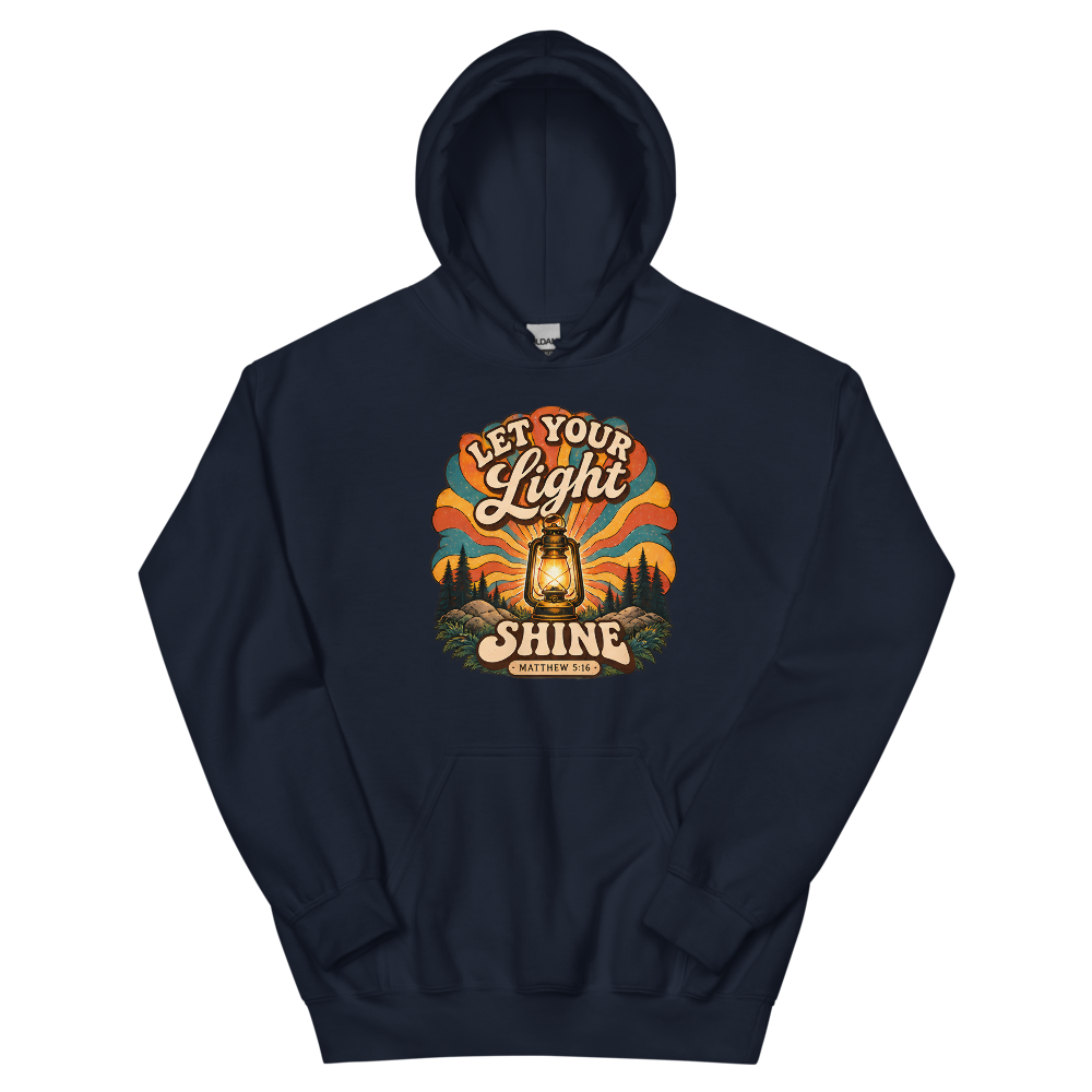 Let Your Light Shine Retro Lantern Hoodie | colour: Navy