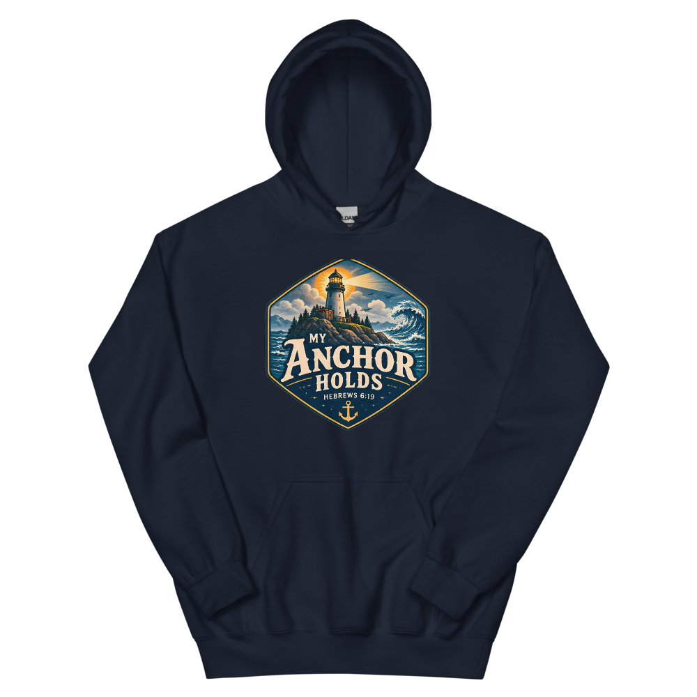 My Anchor Holds Lighthouse Badge T-Shirt | gc: Hoodie/Navy