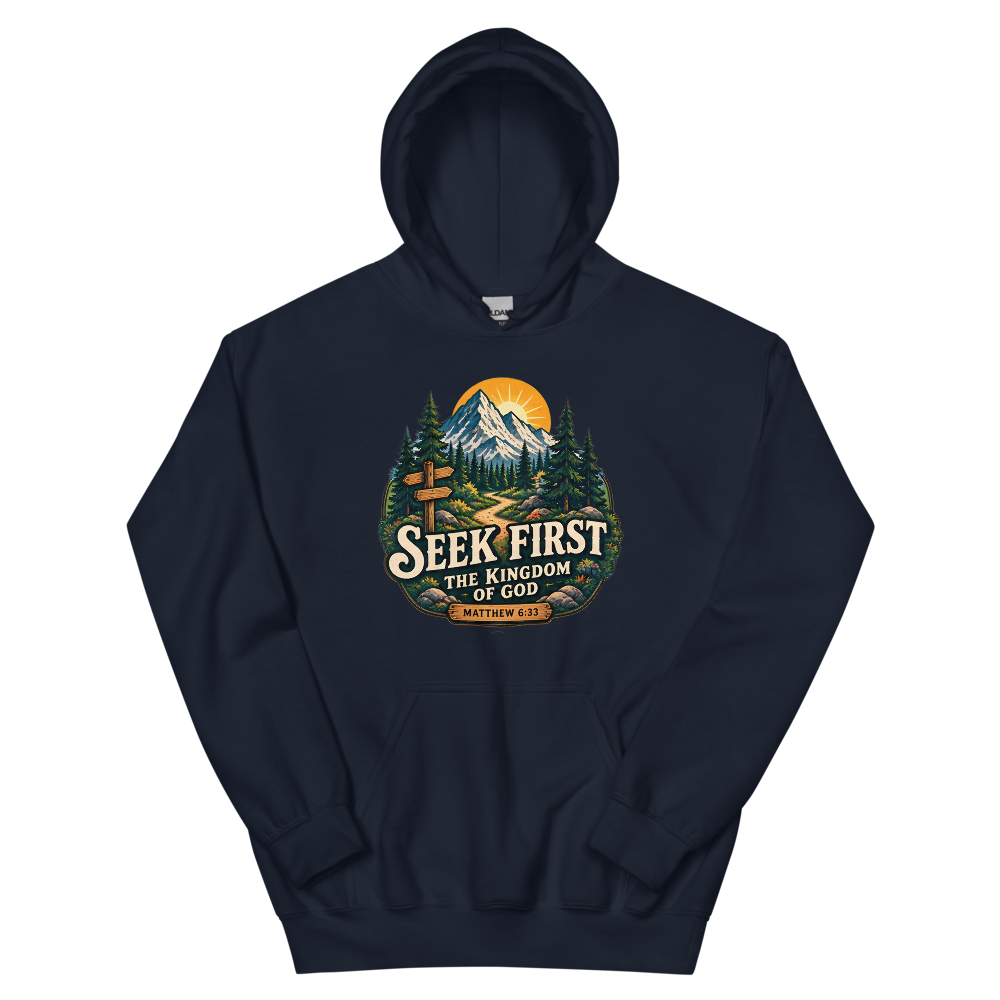 Seek First The Kingdom Trail Badge T-Shirt | gc: Hoodie/Navy