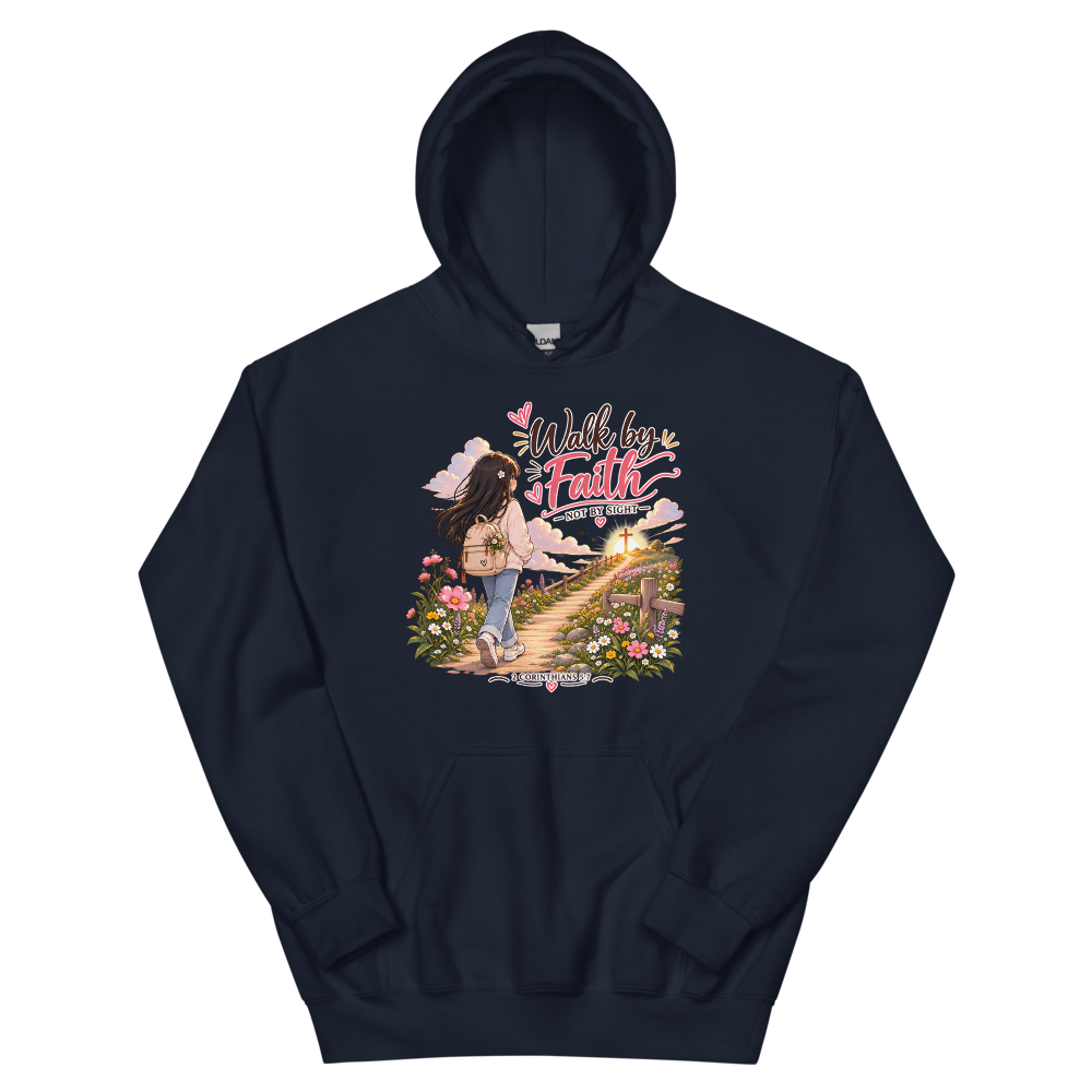 Walk By Faith Not By Sight Chibi Hoodie | colour: Navy