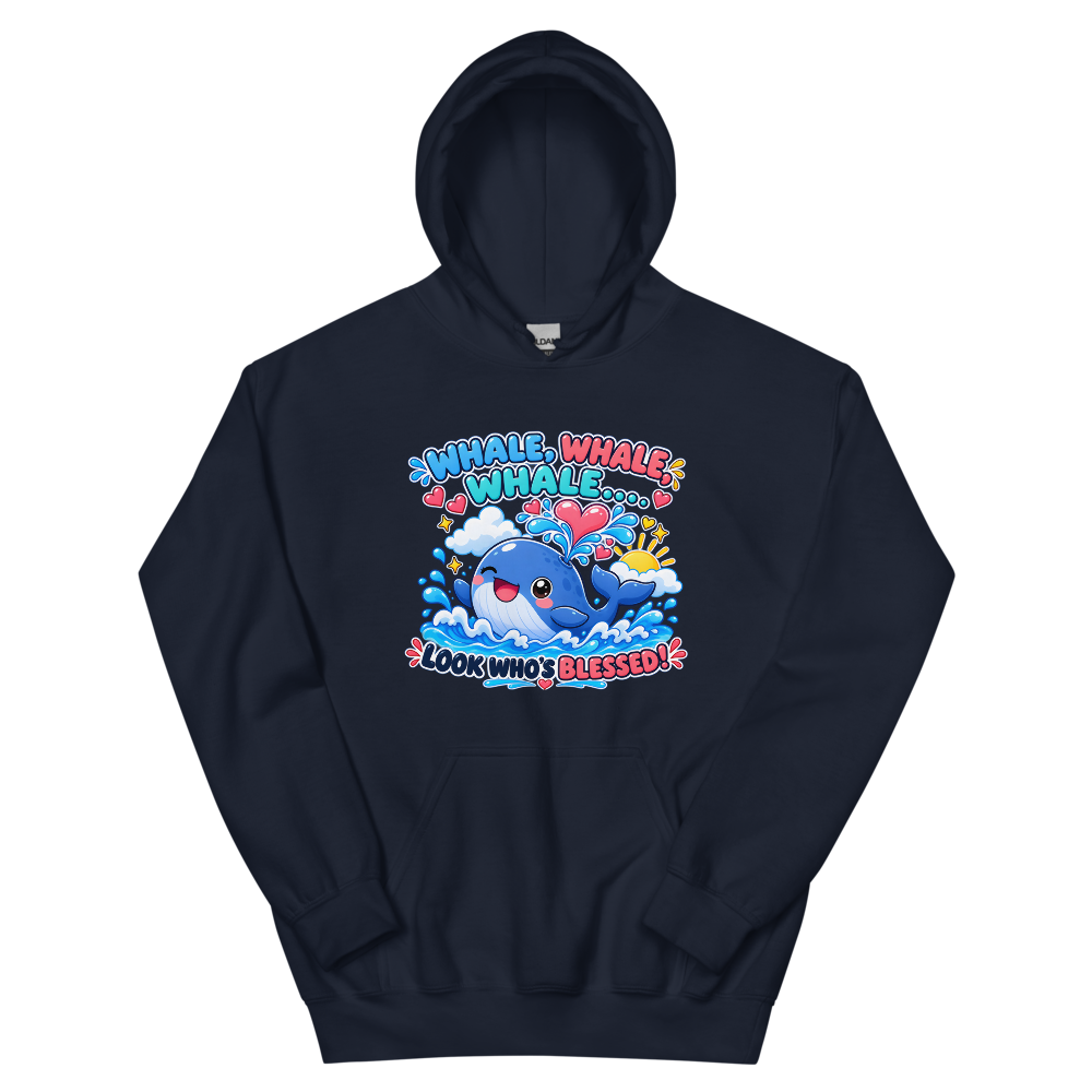 Whale Whale Whale Look Who's Blessed T-Shirt | gc: Hoodie/Navy