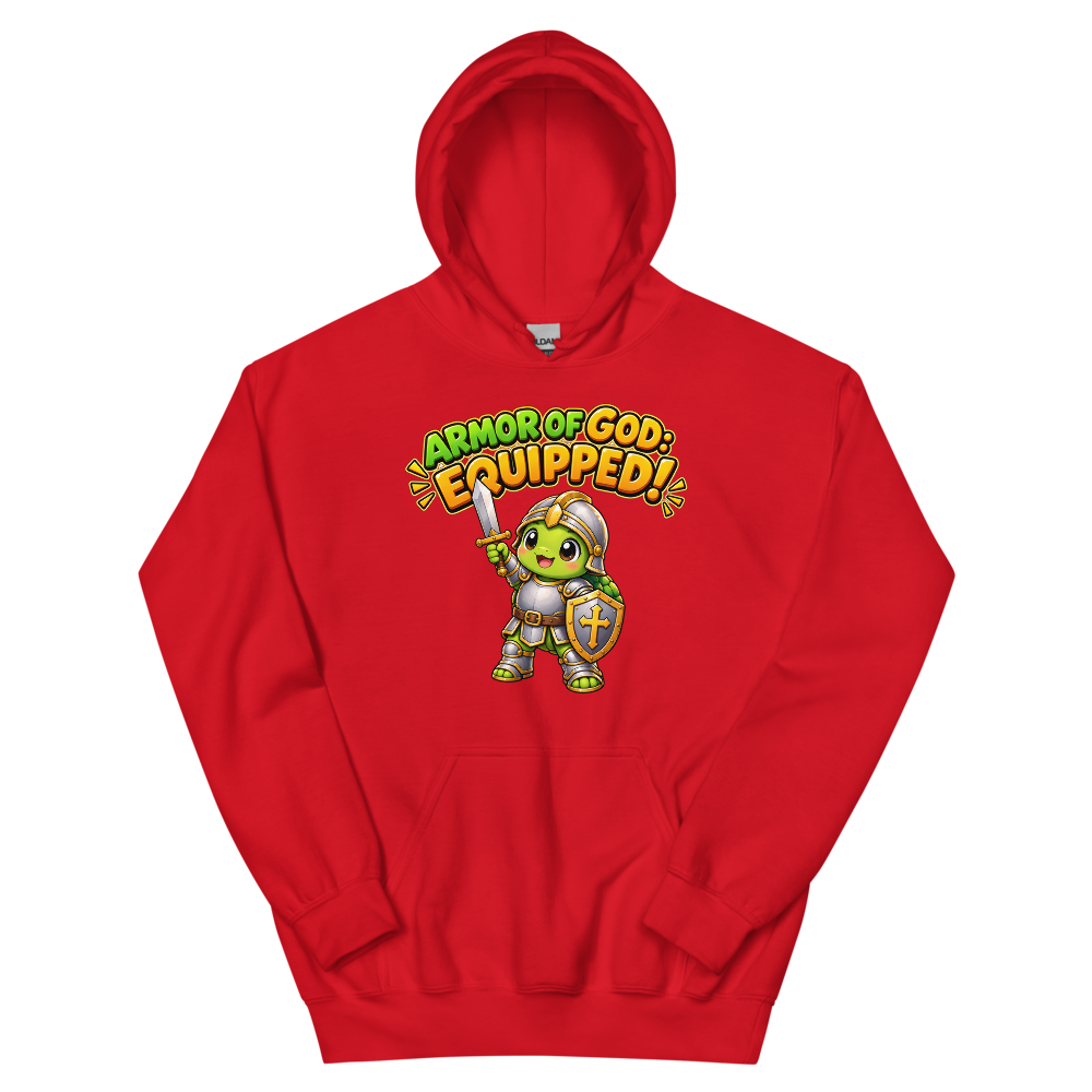 Armor Of God Equipped Turtle Hoodie | colour: Red