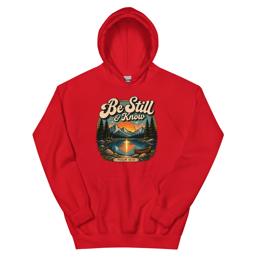 Be Still And Know Retro Lake T-Shirt | gc: Hoodie/Red