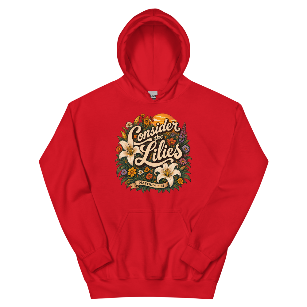 Consider The Lilies Retro Floral T-Shirt | gc: Hoodie/Red