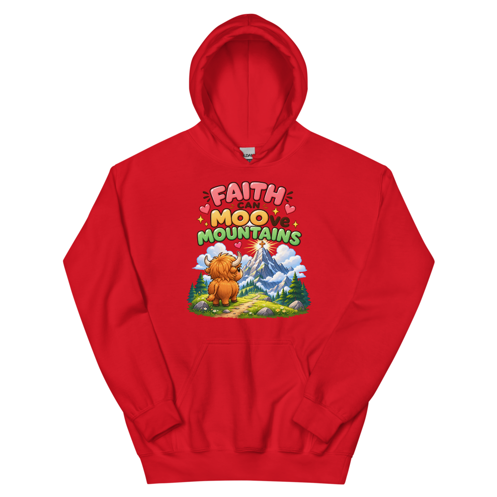 Faith Can Moo-ve Mountains Hoodie | colour: Red
