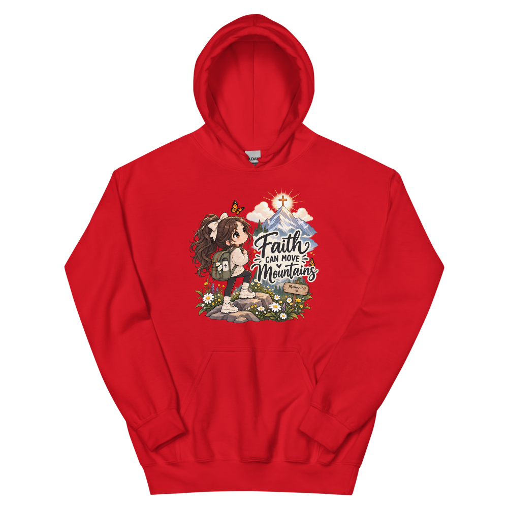 Faith Can Move Mountains Chibi Hoodie | colour: Red