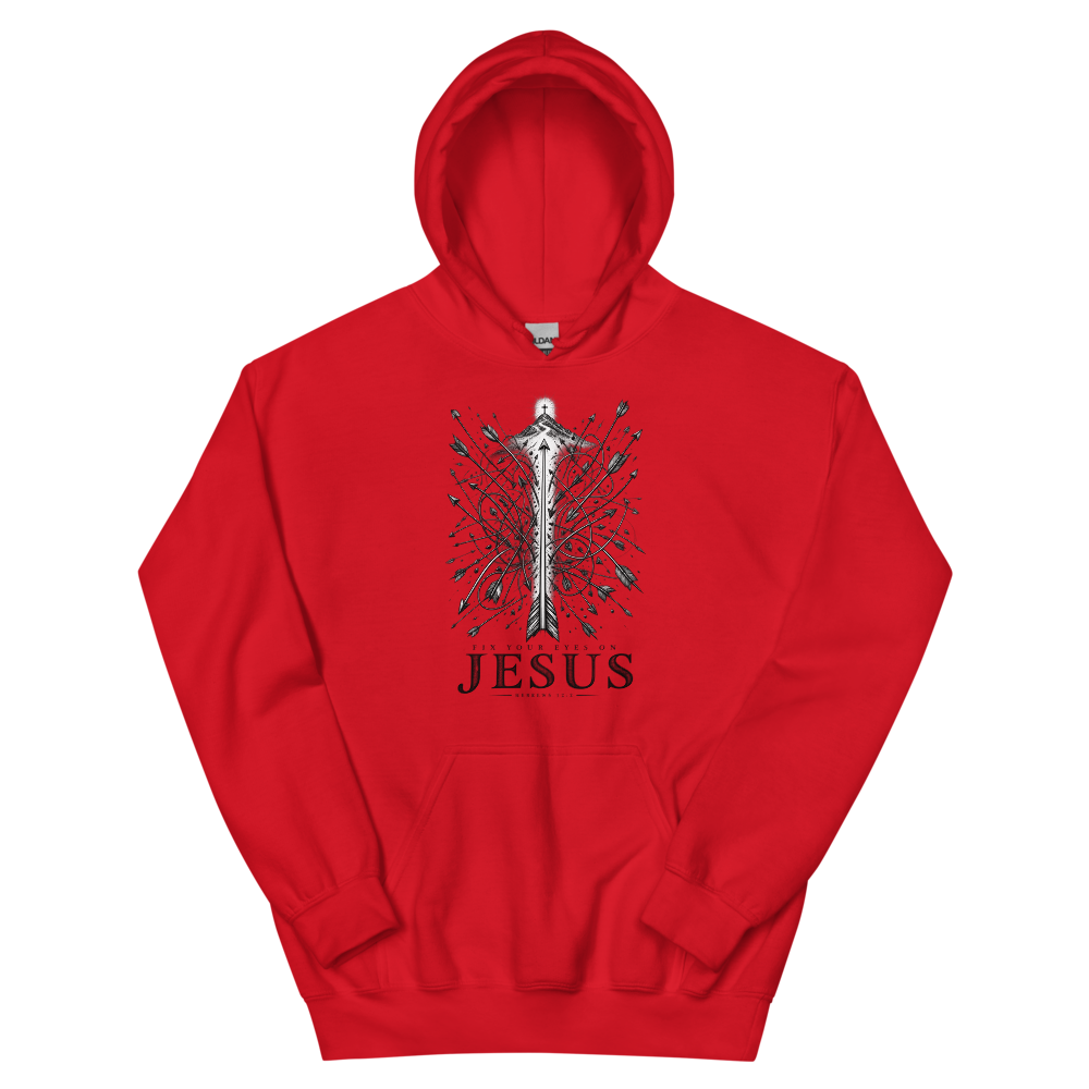 Fix Your Eyes On Jesus Arrows T-Shirt | gc: Hoodie/Red