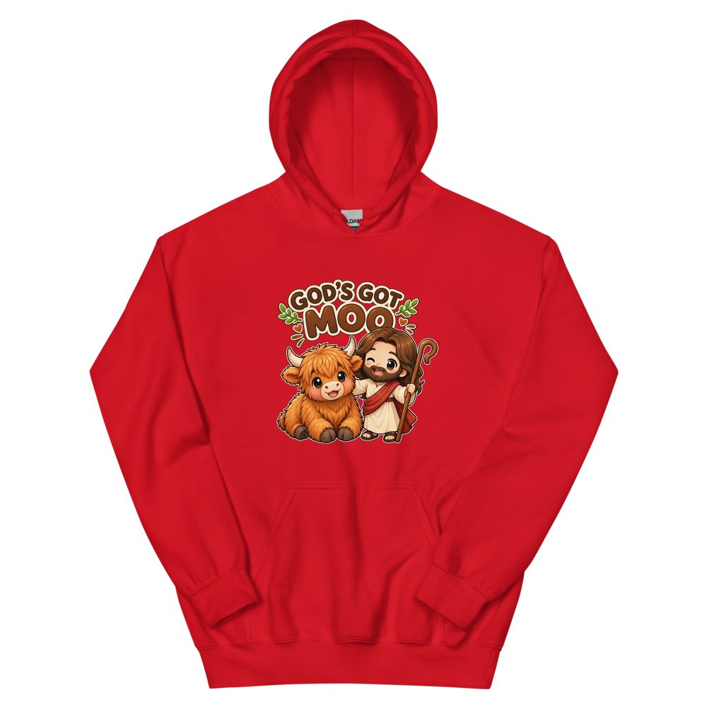 God's Got Moo Highland Cow T-Shirt | gc: Hoodie/Red