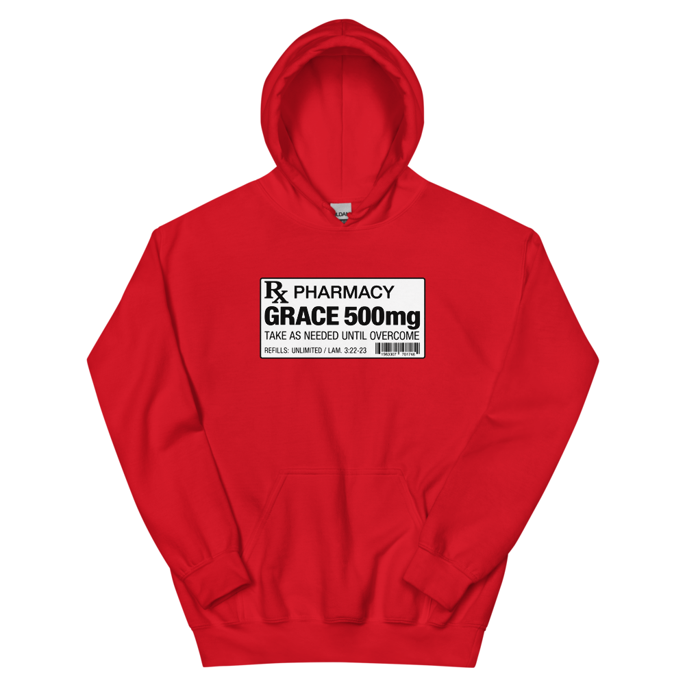 Grace 500mg Prescription Label Hoodie | colour: Red