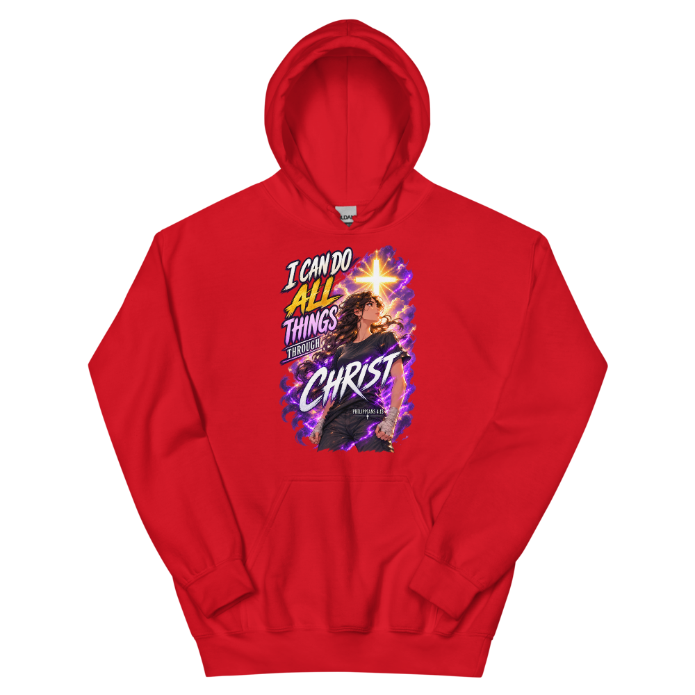 I Can Do All Things Through Christ Anime T-Shirt | gc: Hoodie/Red
