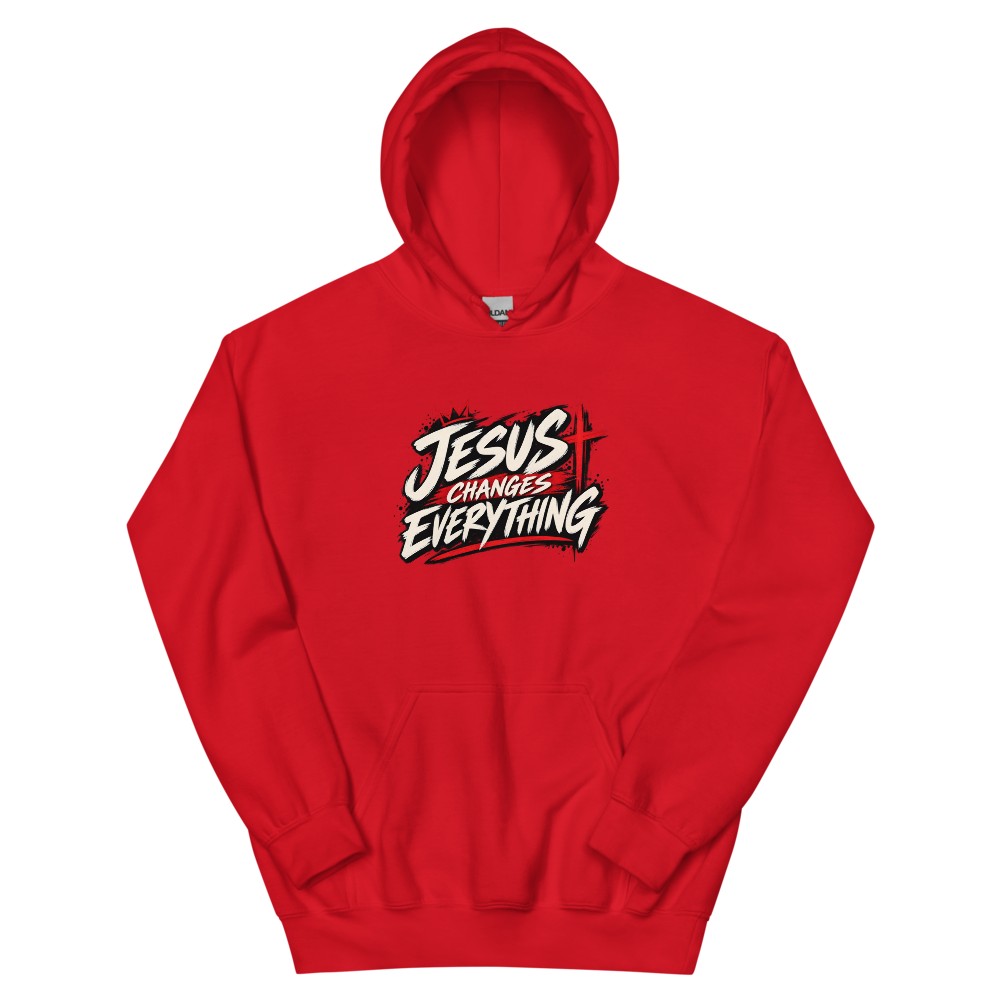 Jesus Changes Everything Streetwear Hoodie | colour: Red