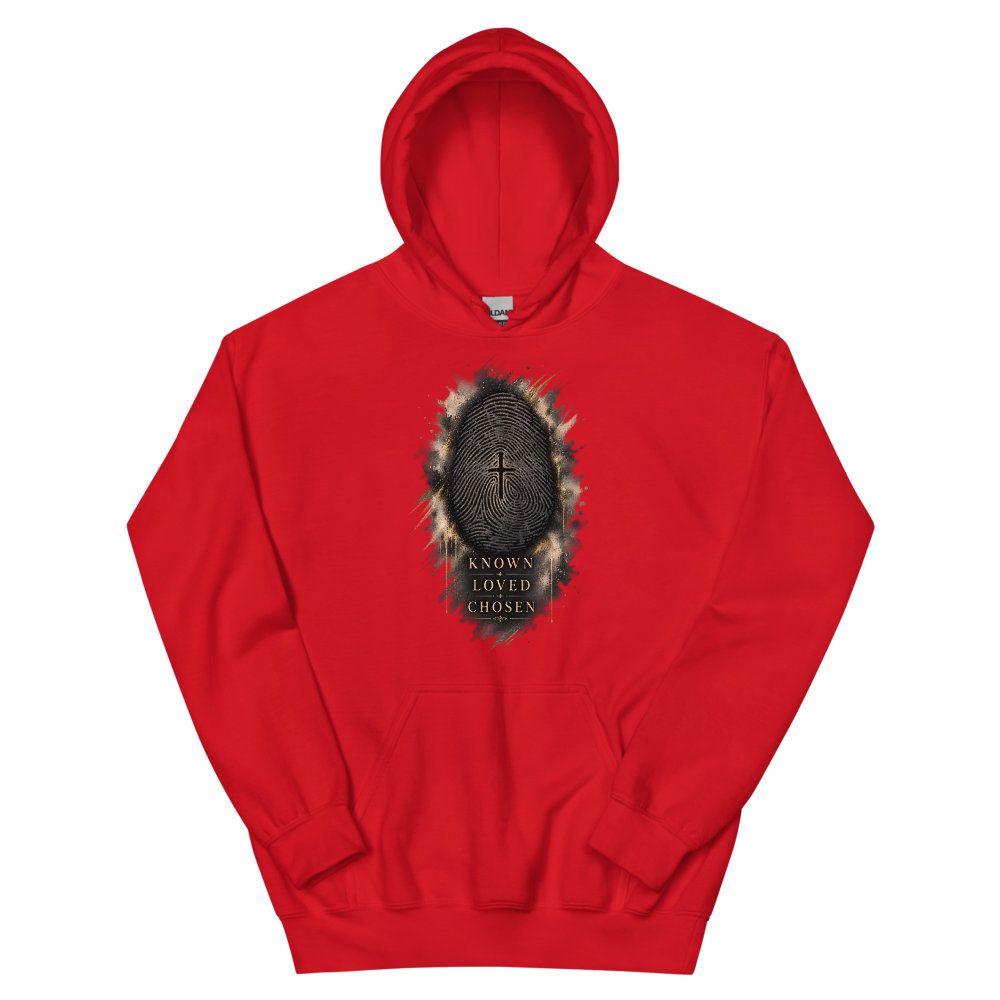 Known, Loved, Chosen Fingerprint Hoodie | colour: Red