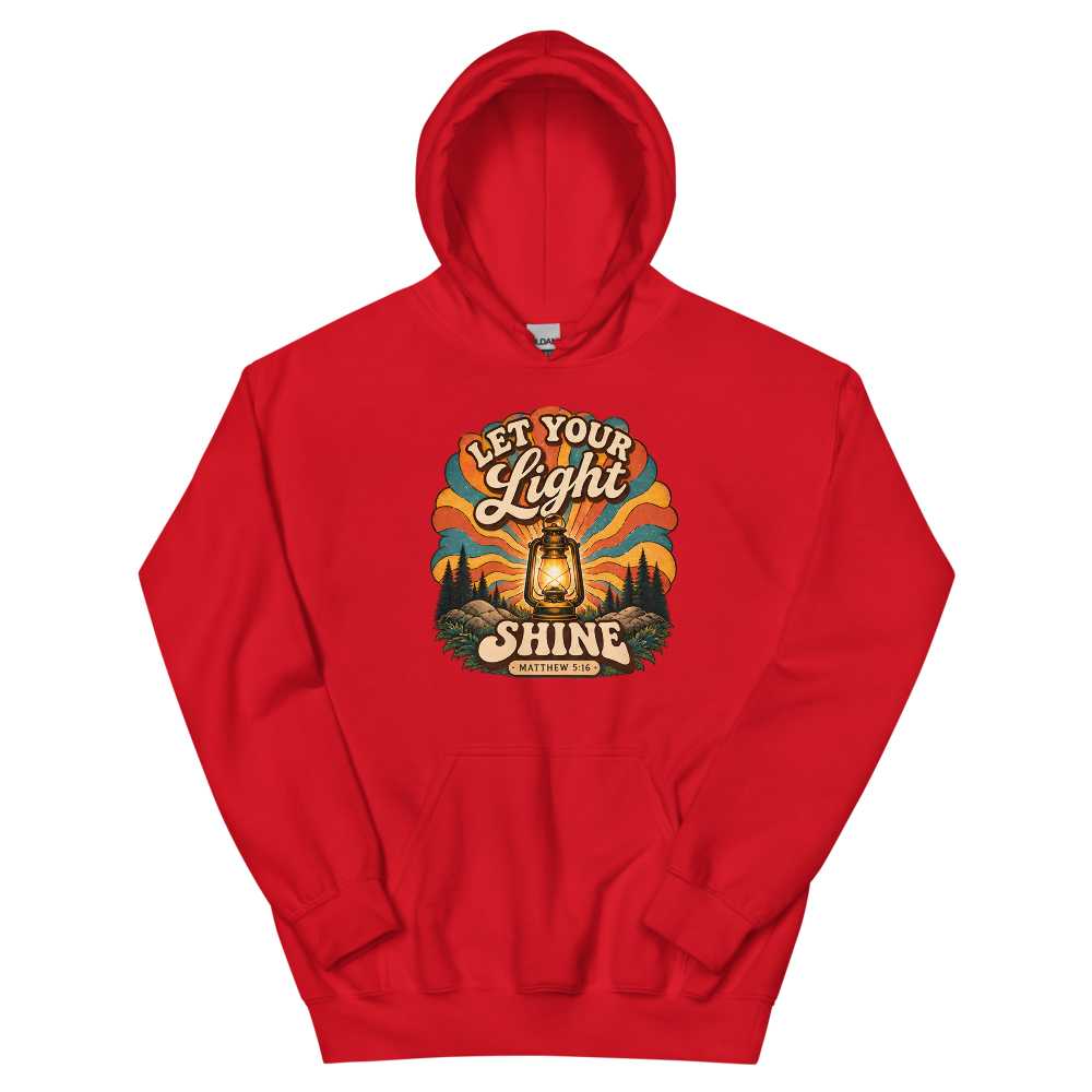 Let Your Light Shine Retro Lantern Hoodie | colour: Red