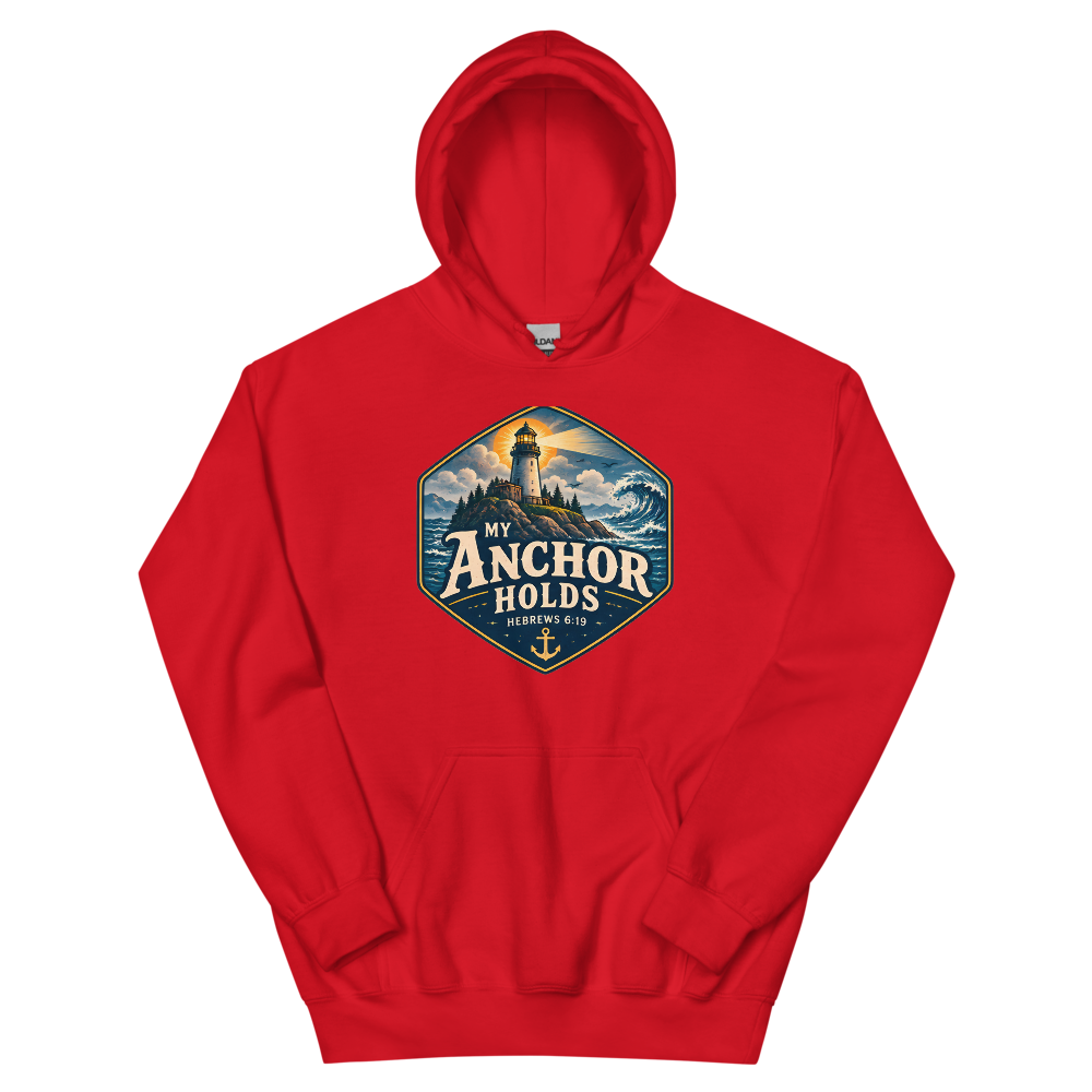 My Anchor Holds Lighthouse Badge T-Shirt | gc: Hoodie/Red