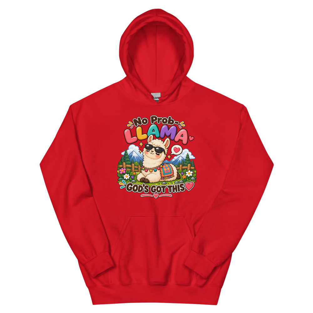 No Prob-Llama God's Got This Hoodie | colour: Red