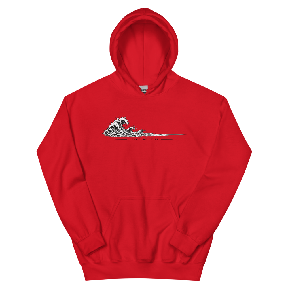 Peace Be Still Wave Line Art T-Shirt | gc: Hoodie/Red