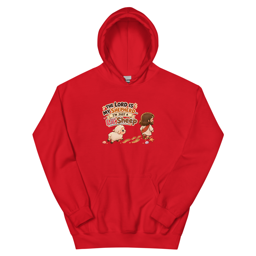The Lord Is My Shepherd, I'm Just A Lil' Sheep Hoodie | colour: Red