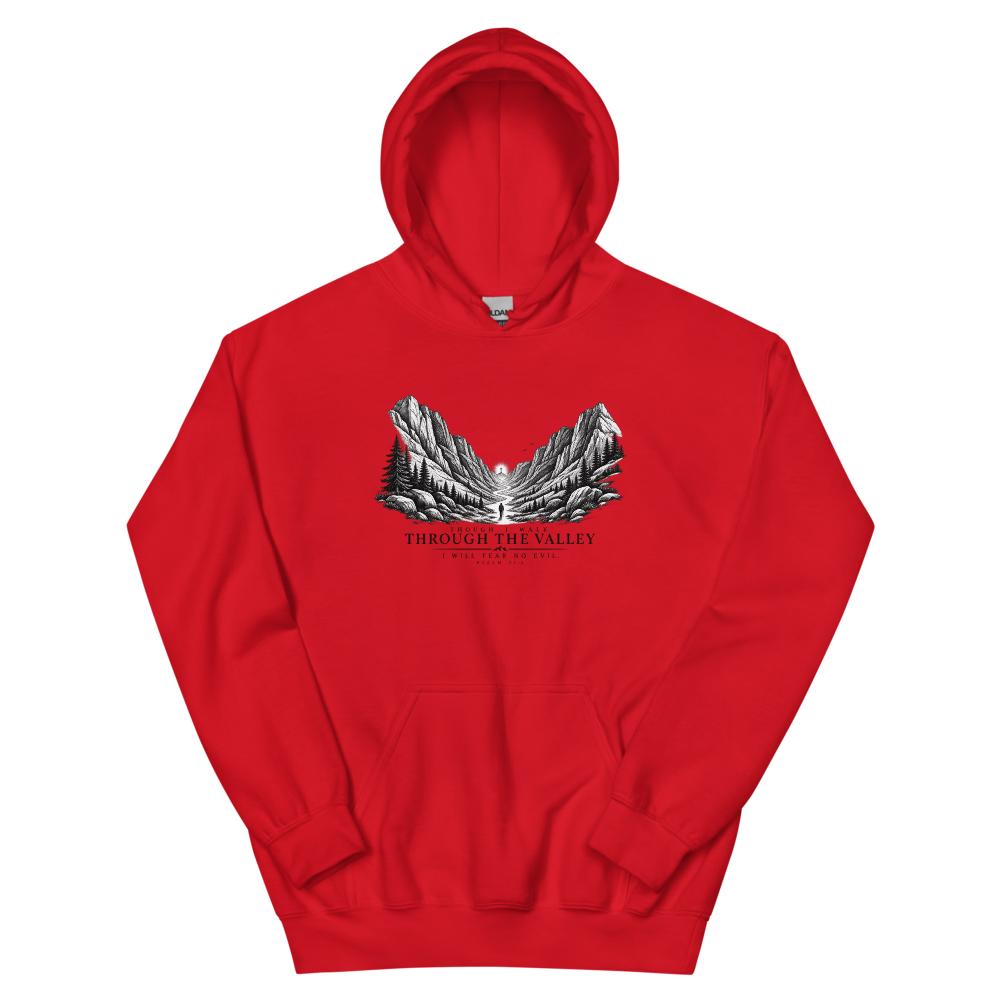 Though I Walk Through The Valley T-Shirt | gc: Hoodie/Red
