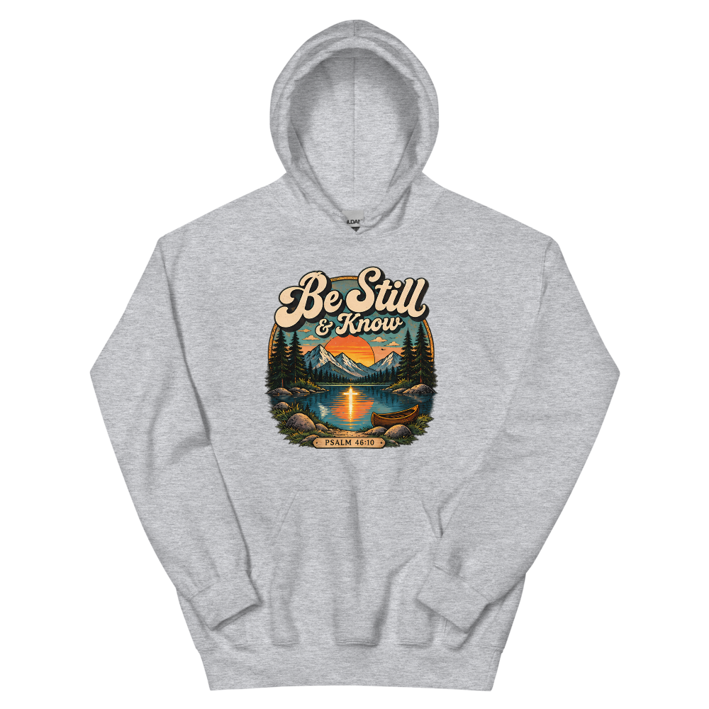 Be Still And Know Retro Lake T-Shirt | gc: Hoodie/Sport Grey