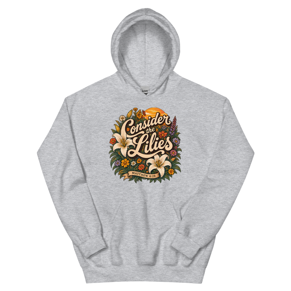 Consider The Lilies Retro Floral T-Shirt | gc: Hoodie/Sport Grey