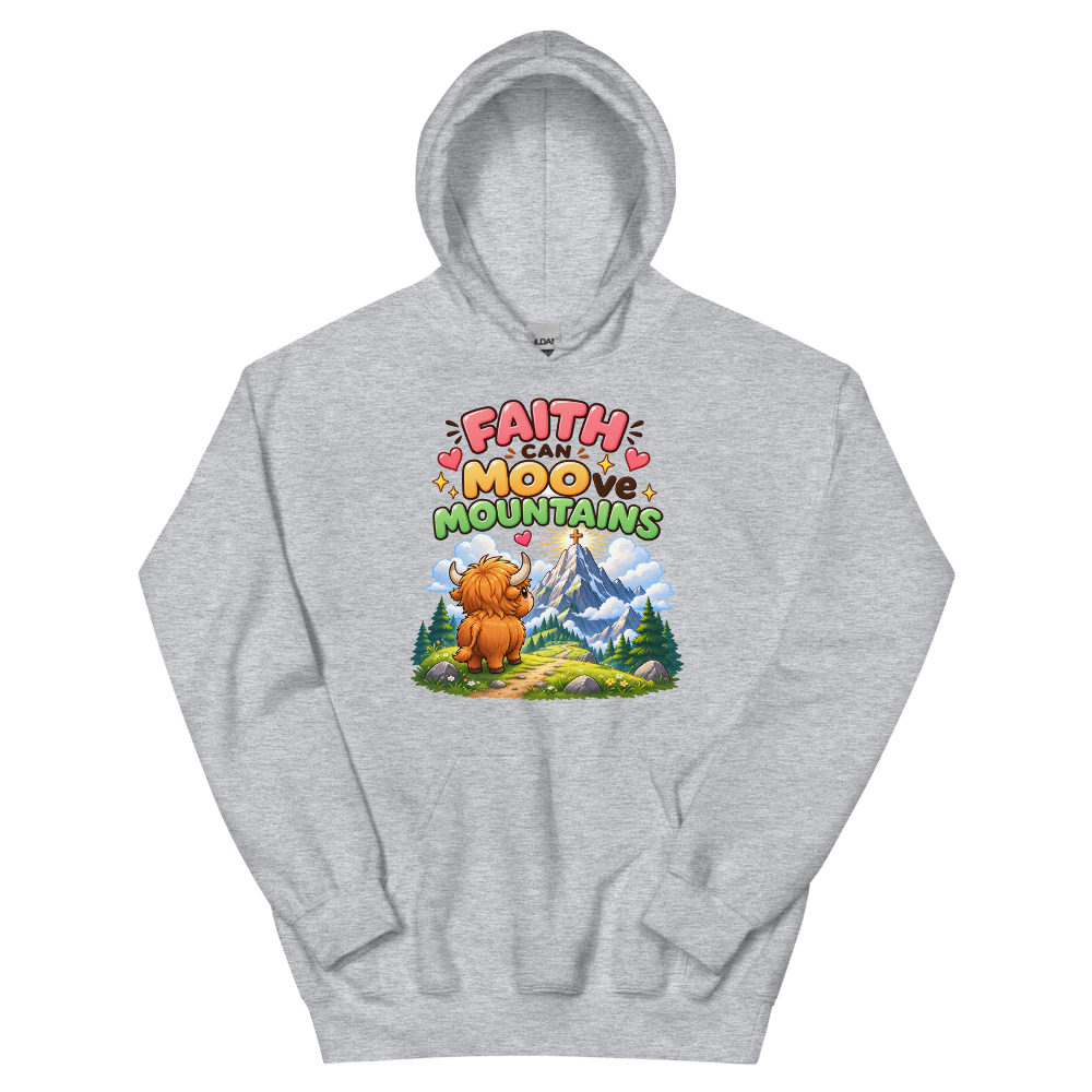 Faith Can Moo-ve Mountains Hoodie | colour: Sport Grey