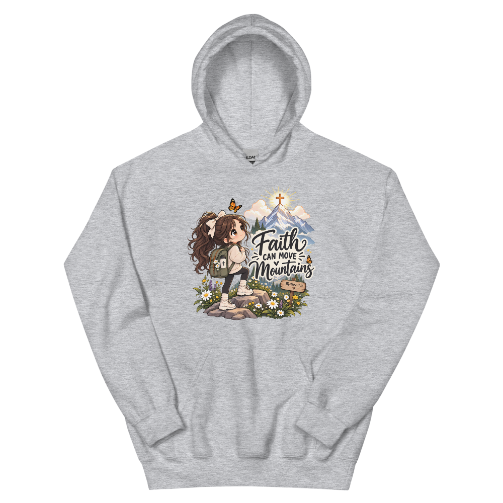 Faith Can Move Mountains Chibi Hoodie | colour: Sport Grey
