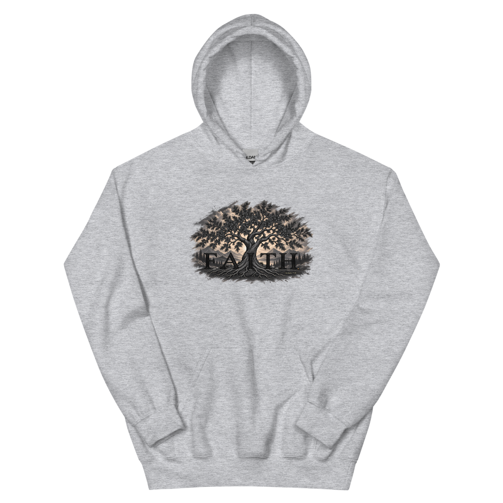 Faith Tree Engraved T-Shirt | gc: Hoodie/Sport Grey